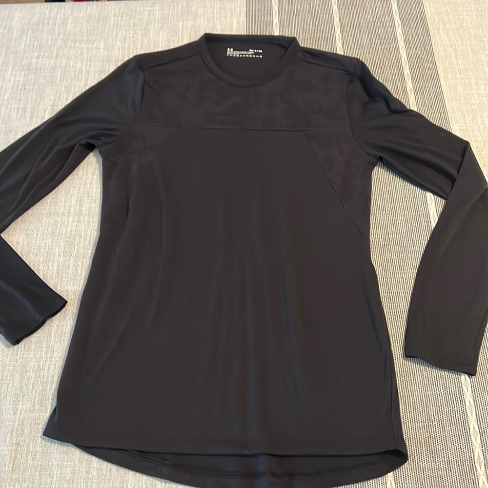 Under‎ Armour Threadborne Fitted Long Sleeve Shirt Mens Black Small Training Top